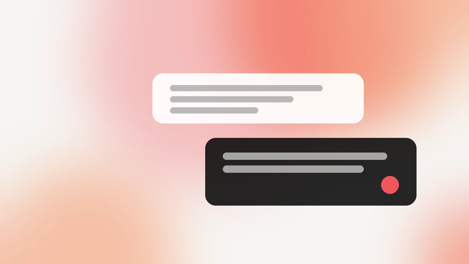 Illustration of a question card and an answer card, like a conversation with an AI assistant