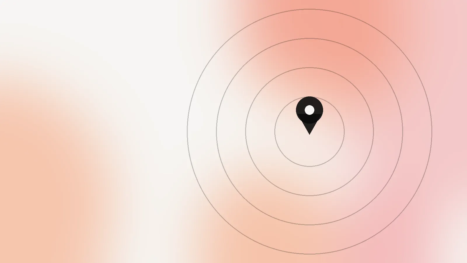 Illustration of a map pin with rings spreading out across a local area