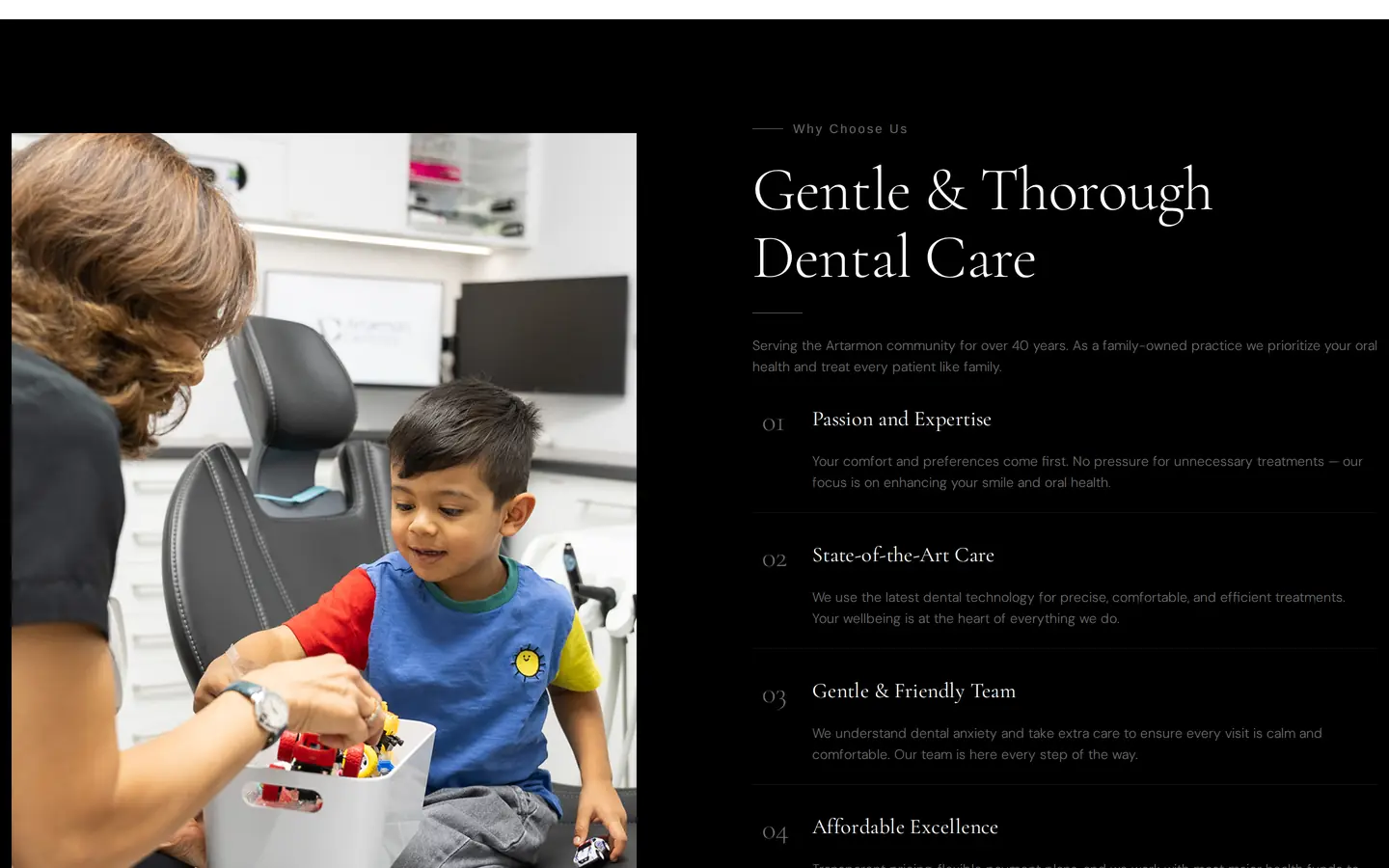 Artarmon Dentists website homepage designed by GYA