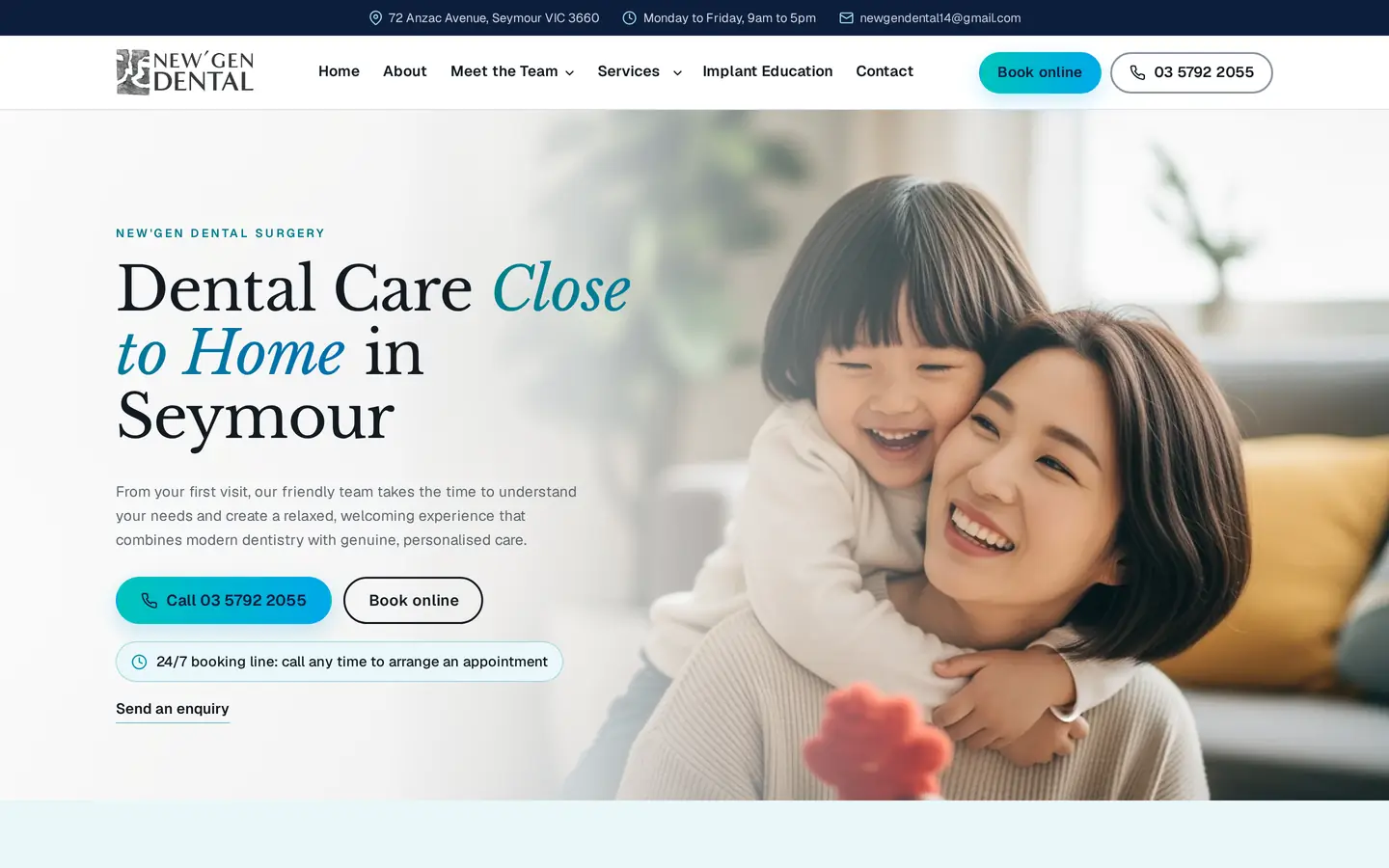 New'Gen Dental Surgery website homepage designed by GYA
