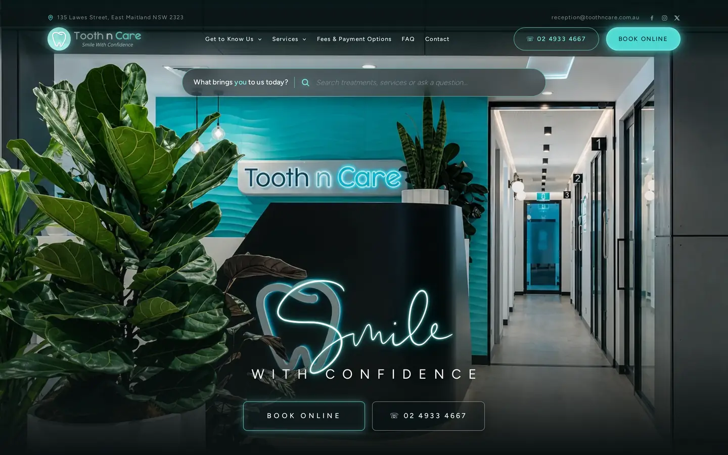 Tooth n Care website homepage designed by GYA